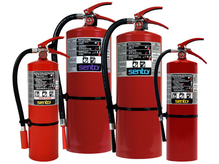 Stored pressure hand portable extinguishers