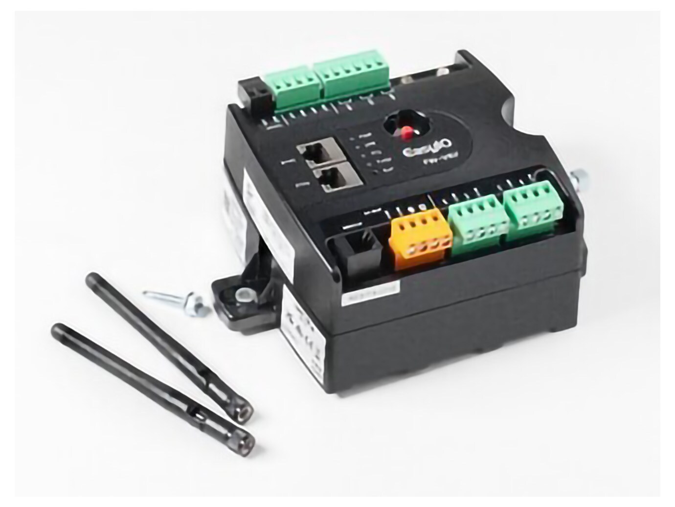 An Industrial electronic EastIO controller with multiple pin connectors and two antennas