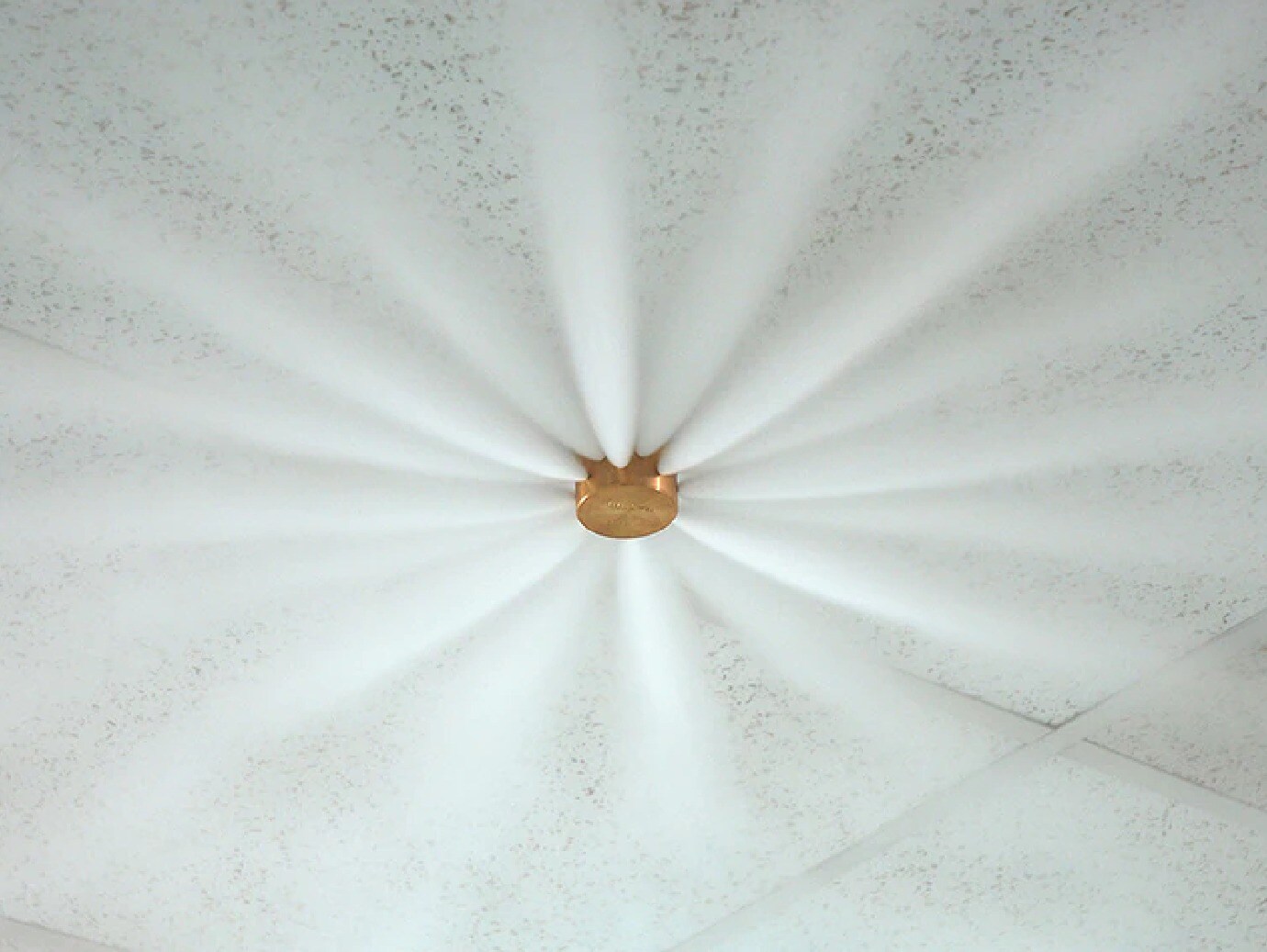 Ceiling mounted fire suppression system activated