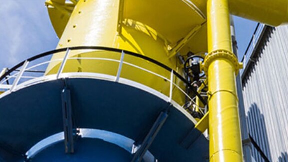 Upwards shot of the piping system at an industrial facility