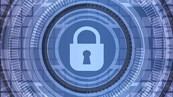 Gráficos circulares com uma ilustração de um cadeado no centro