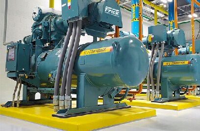 Frick 3C Compressors in a sequence indoors